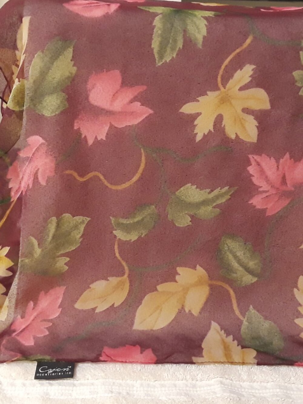 3 Scarves: Vintage 20x20 Neckerchief-Cejon Burgundy, Navy Polka Dot, Blk Floral - Picture 3 of 9